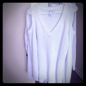 White cold shoulder sweater